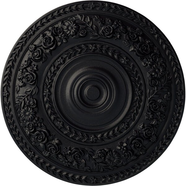 Ekena Millwork Rose Ceiling Medallion (Fits Canopies up to 13 1/2"), Hand-Painted Steel Gray, 33 7/8"OD x 2 3/8"P CM33ROSGS - main